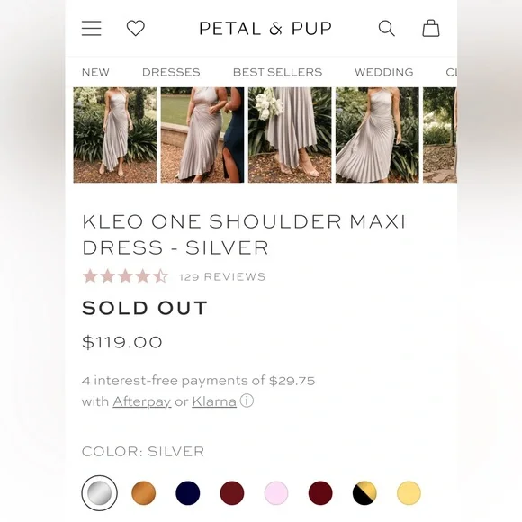 NWT Silver Petal and Pup Kleo one shoulder pleated maxi dress size XS - Picture 6 of 8